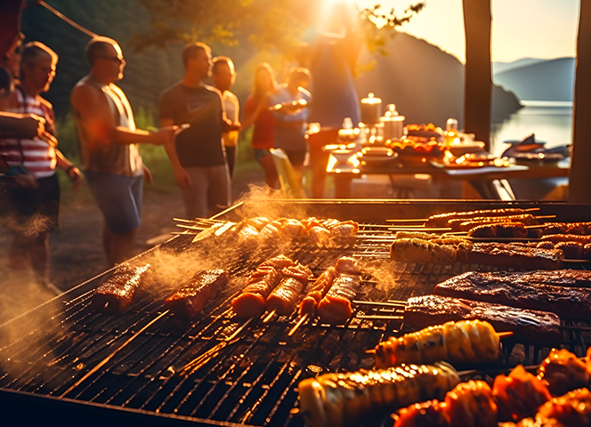 BBQ-feest op een camping